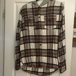 Men’s XL flannel hoodie shirt - Cactus Man by Ricky Singh